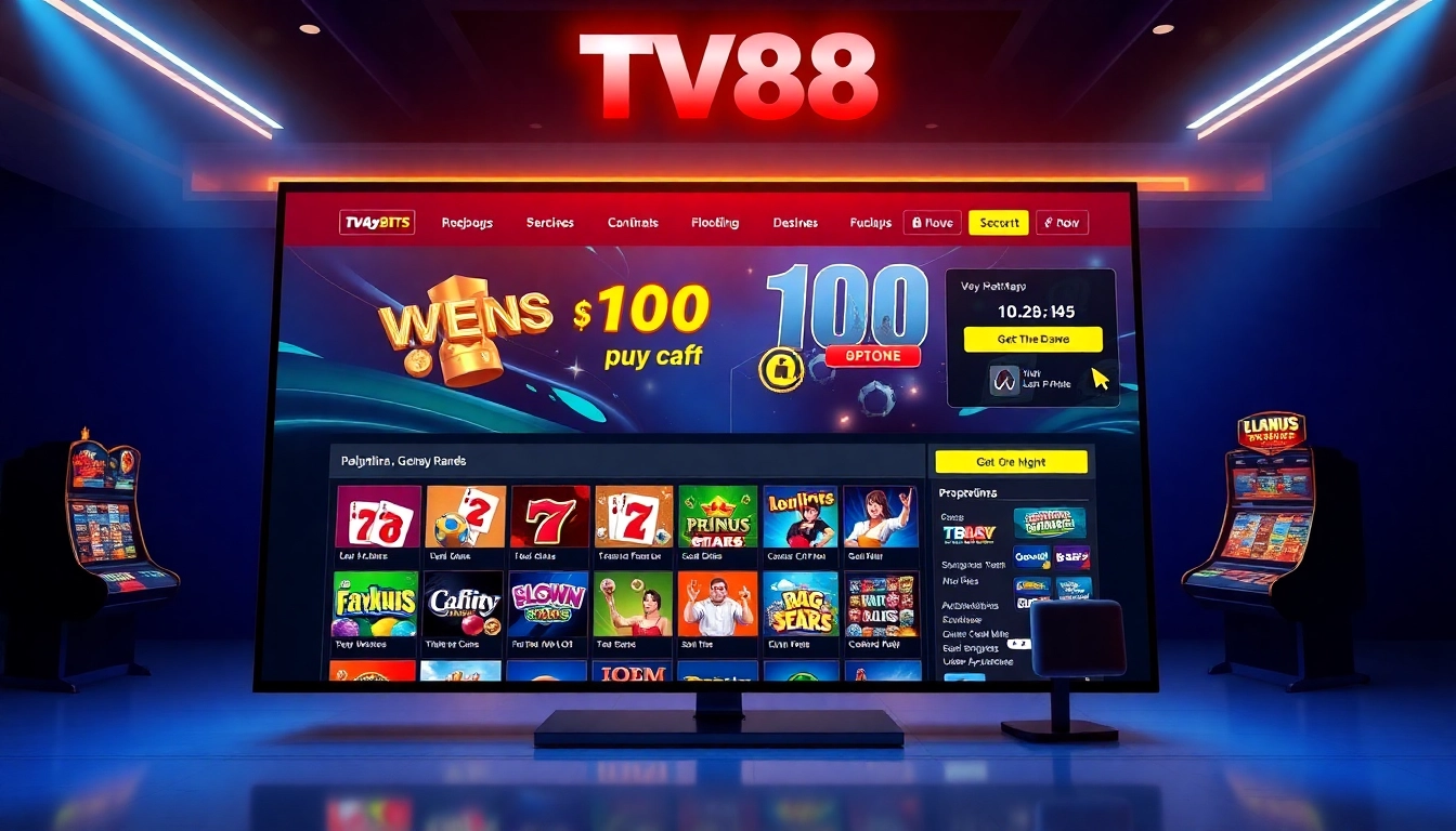 TV88 online betting interface showcasing games and secure transactions.
