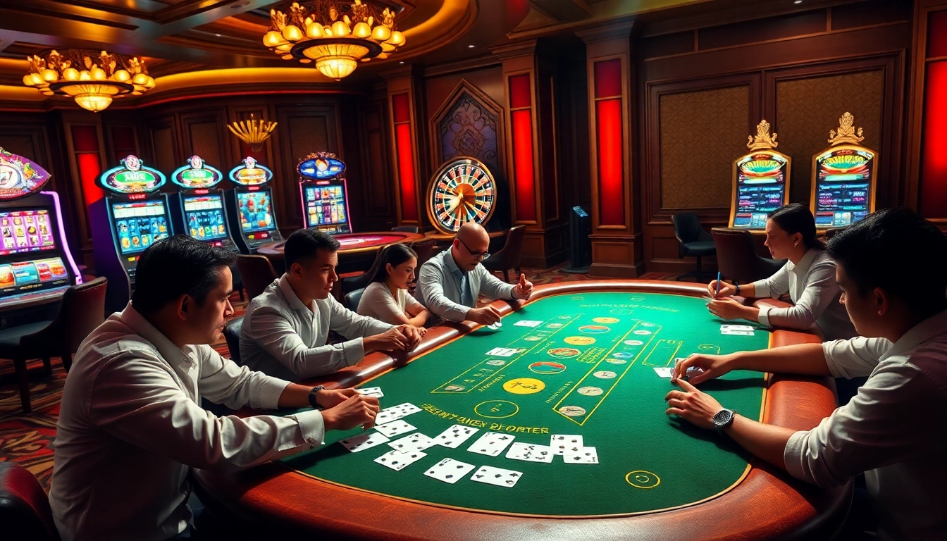 Experience thrilling action at 79king con with players enjoying poker at an elegant casino.