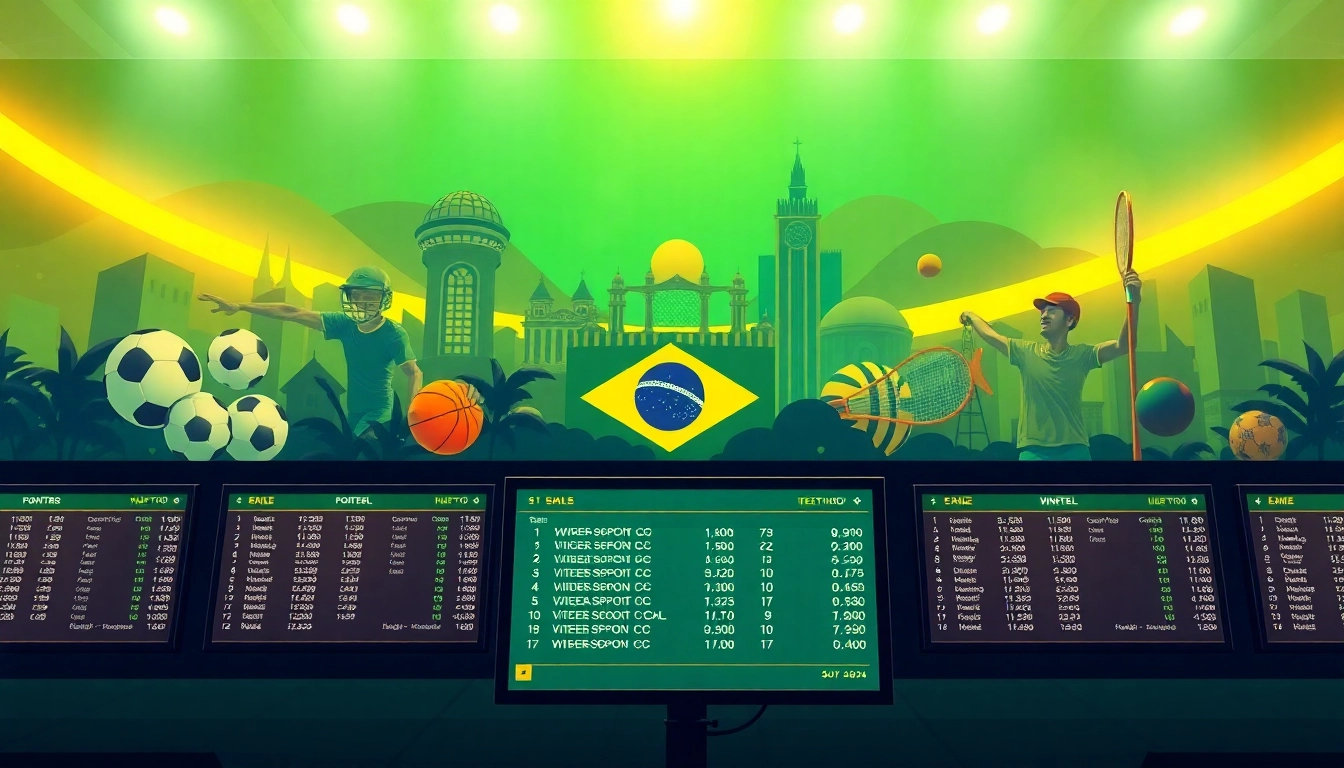 Discover the best sports betting sites Brazil, showcasing vibrant sports betting scene with digital screens.
