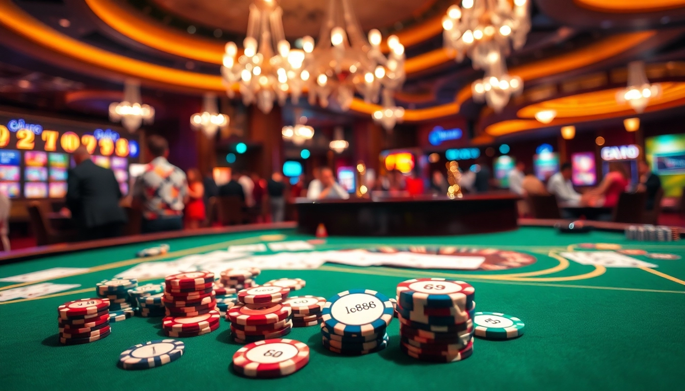 Experience the excitement of lc888 with vibrant casino tables and chips.