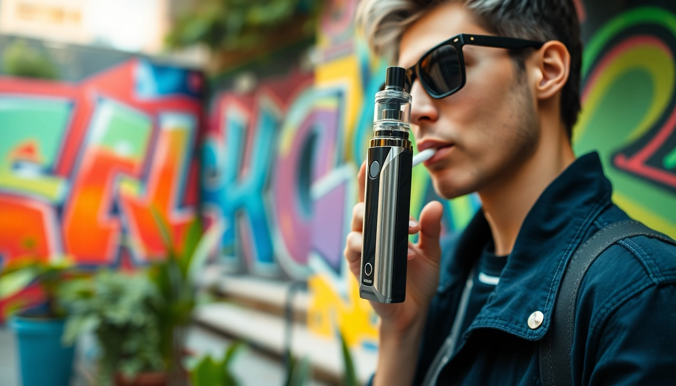 Innovative pod mod device showcased in an urban setting with vibrant colors and lifestyle elements.