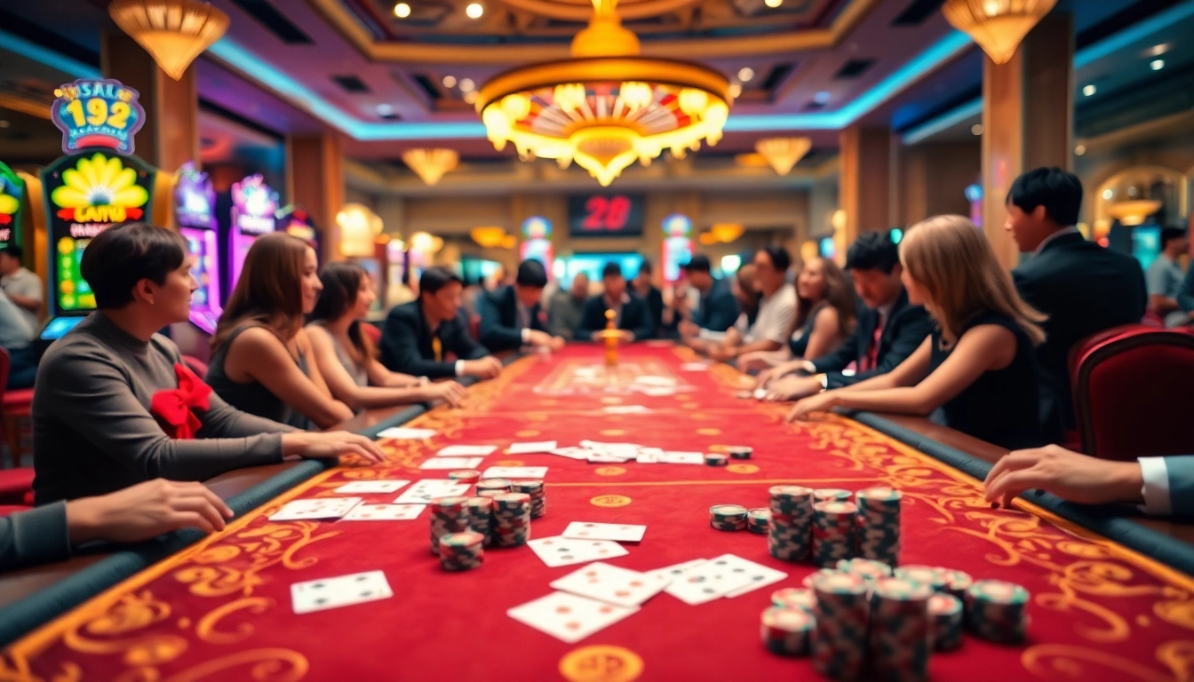 Top 10 Nhà Cái Uy Tín: Experience the thrill of high-stakes gaming at a luxurious casino table with cards and roulette.
