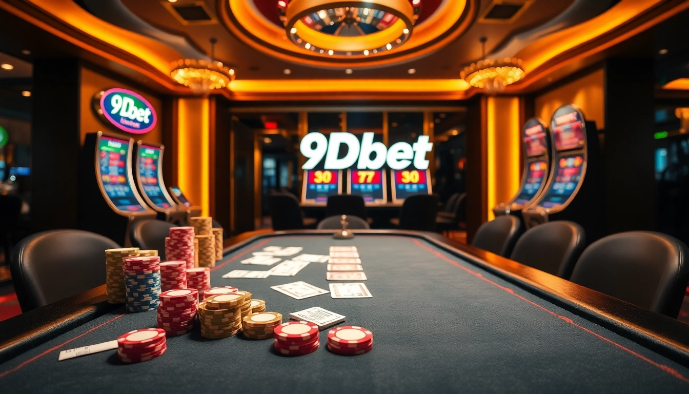 Experience the thrill of 9Dbet Download with vibrant casino tables and interactive gambling elements.