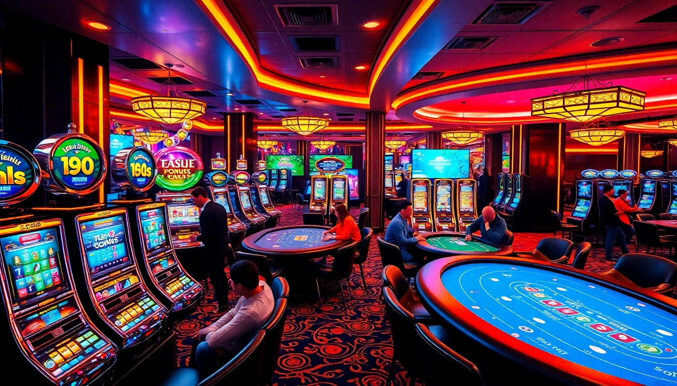 Engaging setting of online casino Alberta with players enjoying vibrant games and bright lights.