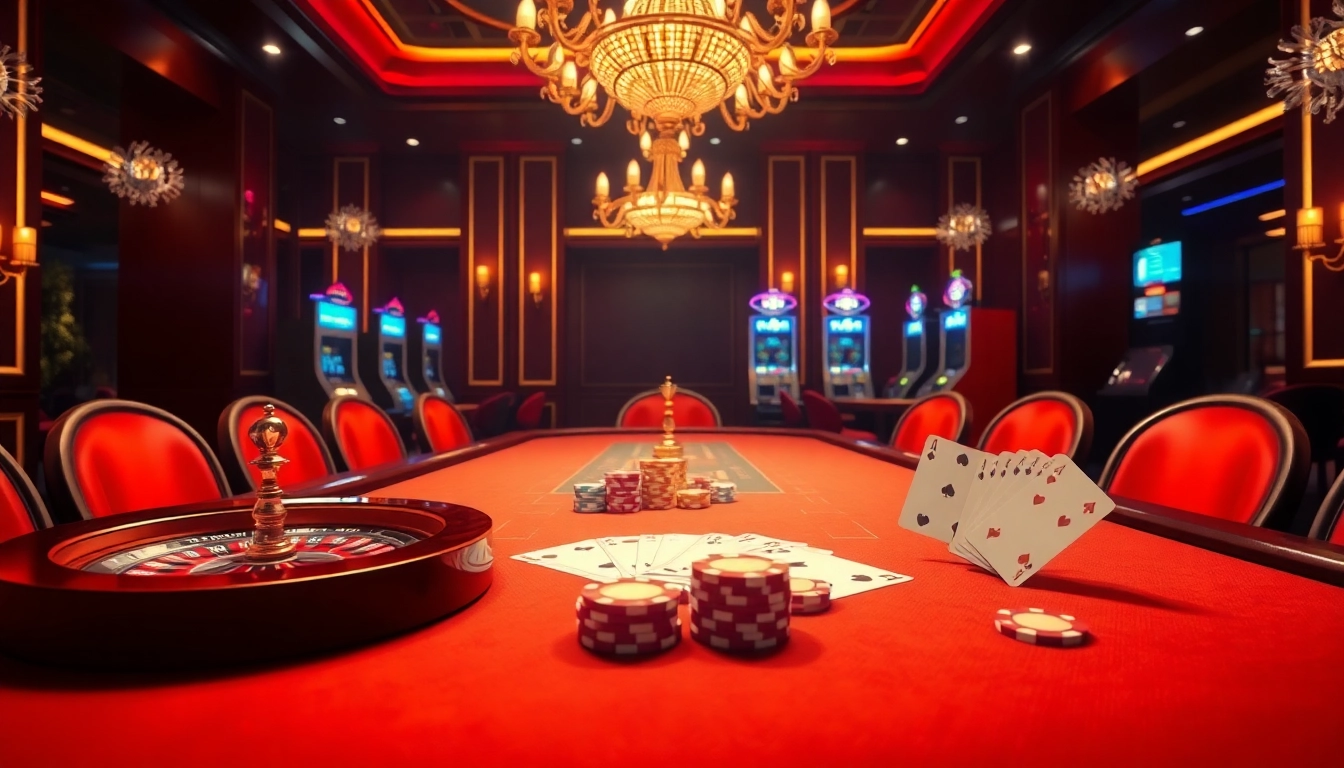 Experience the thrill of uu88 bet with vibrant poker chips and an elegant roulette wheel in a casino.