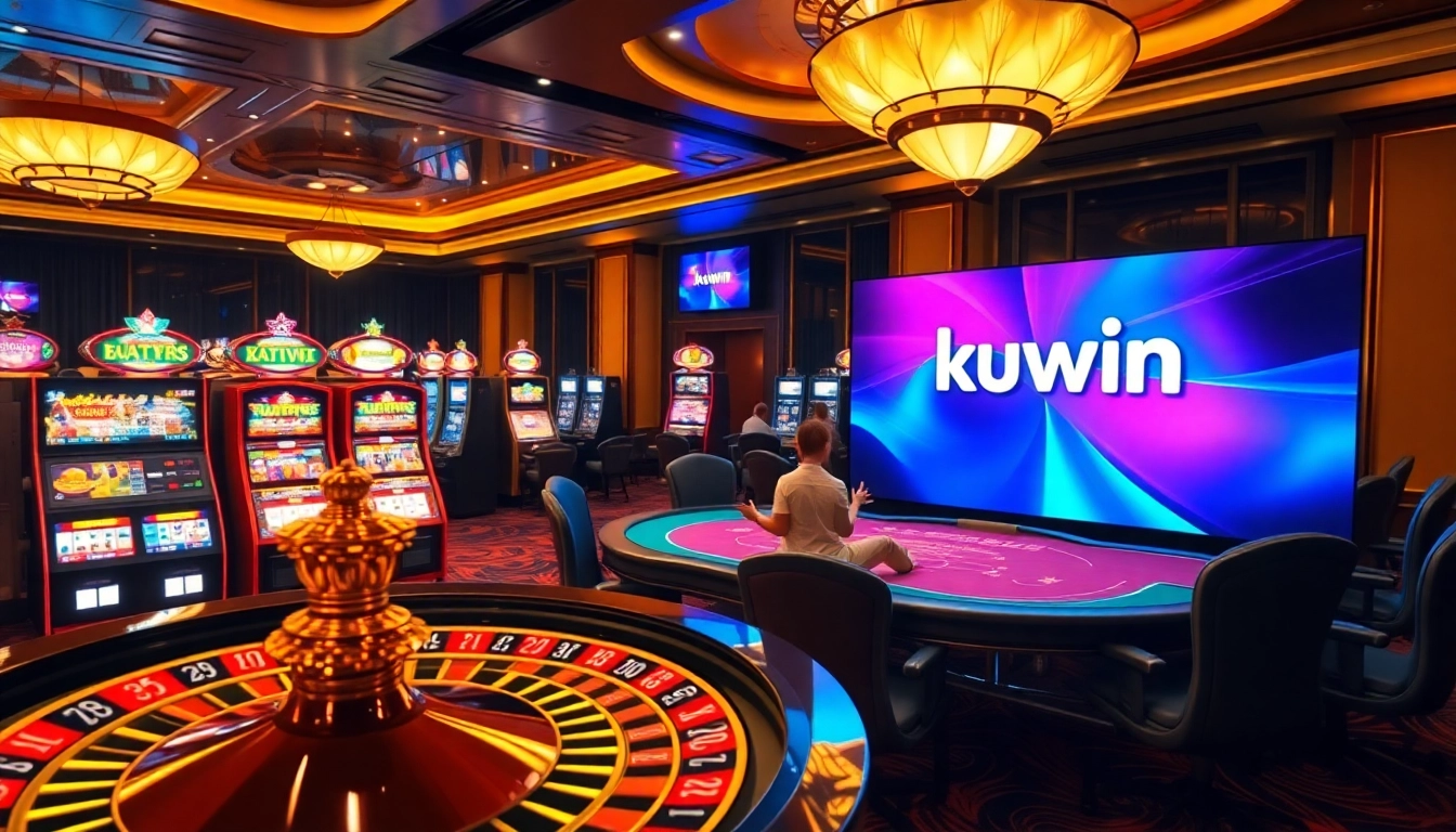 kuwin online gaming experience featuring vibrant casino tables and engaging players
