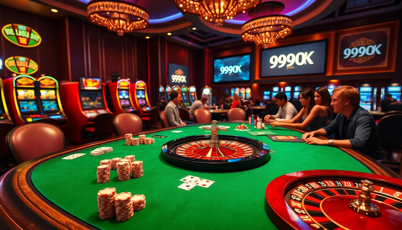 Exciting poker game at 99OK casino with vibrant ambiance and professional setup.