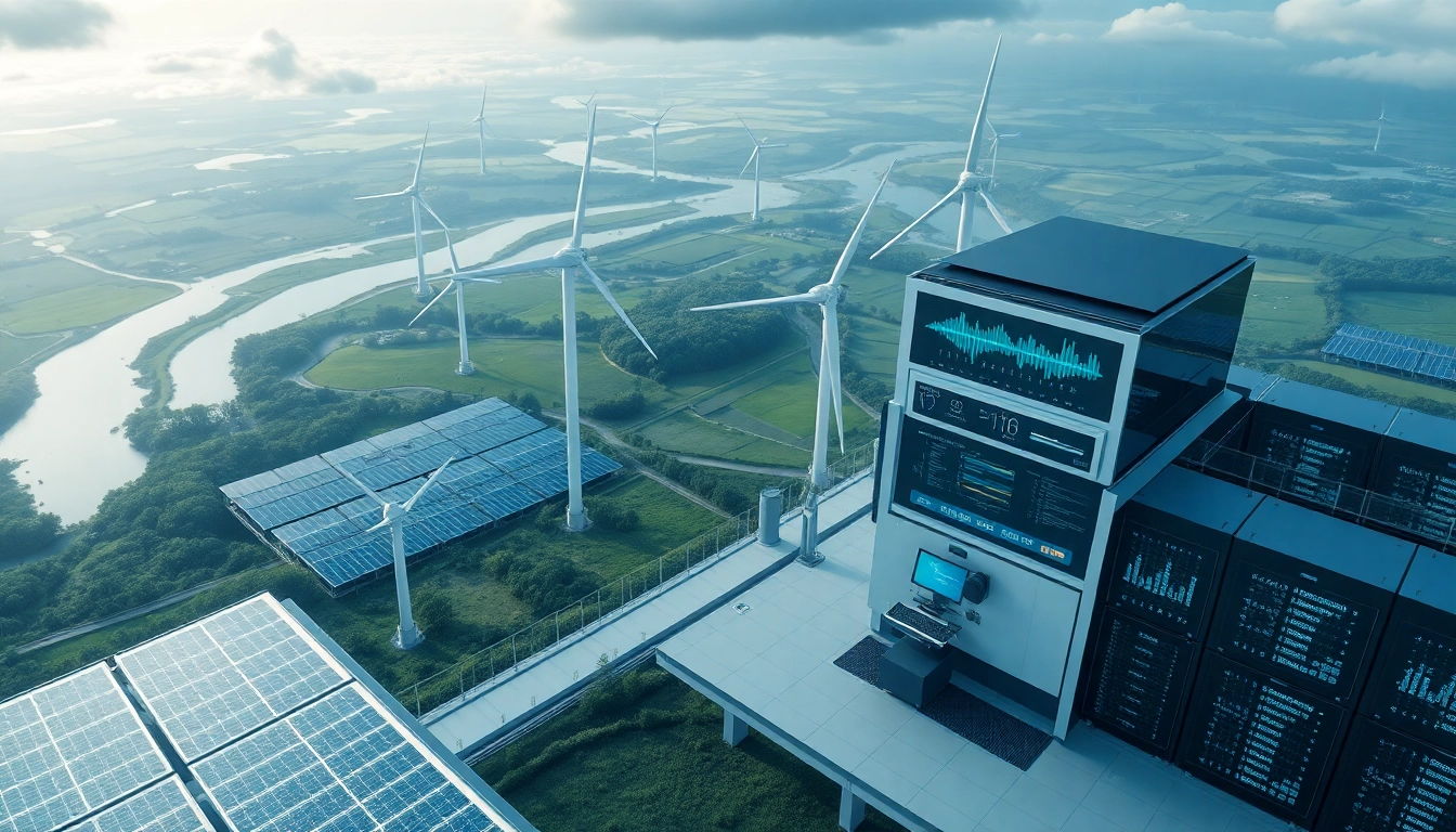 Visual of the best cloud mining facility integrating solar and wind energy.