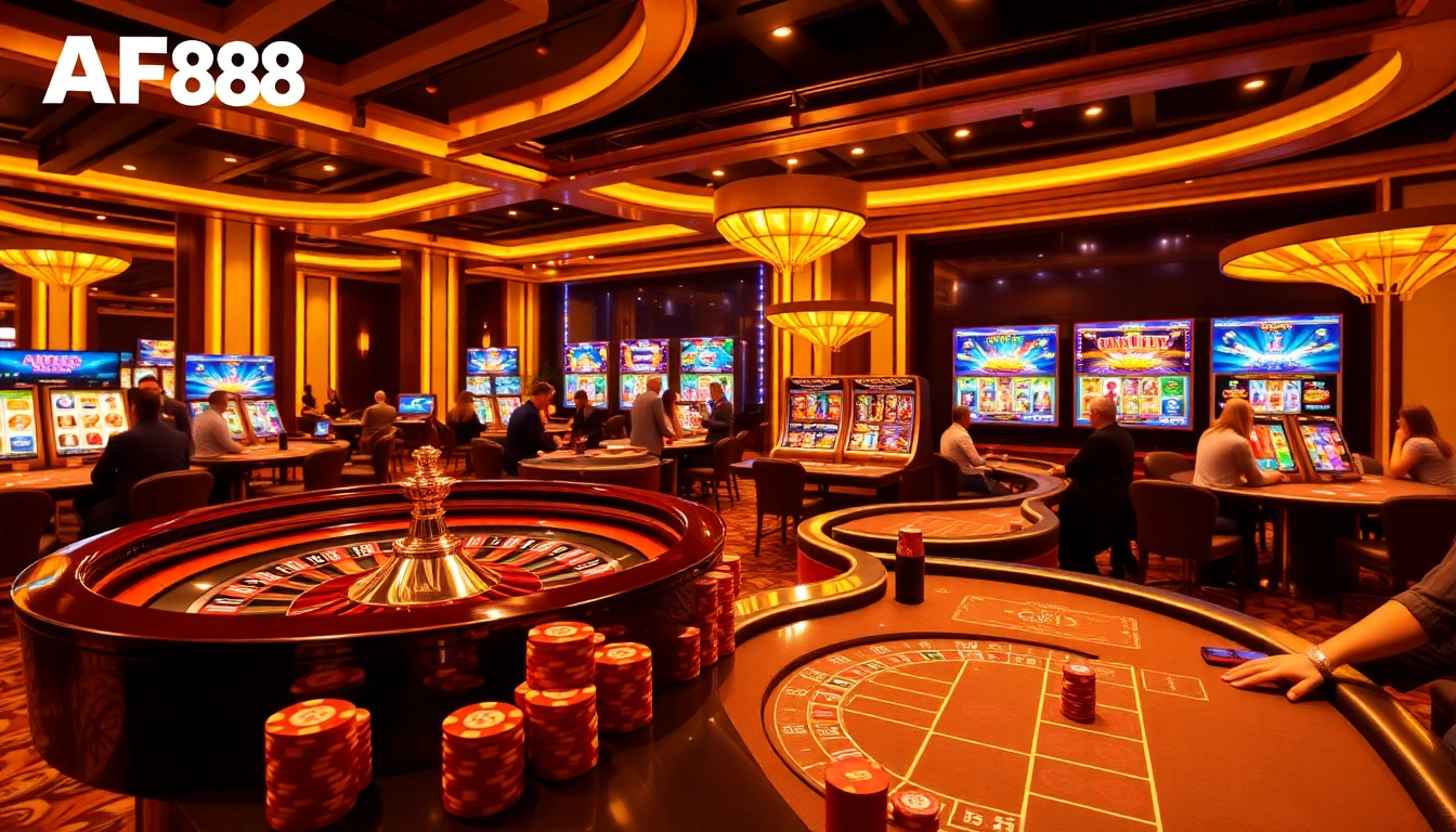 Experience the excitement of AF88 with stunning roulette wheels and vibrant casino games.