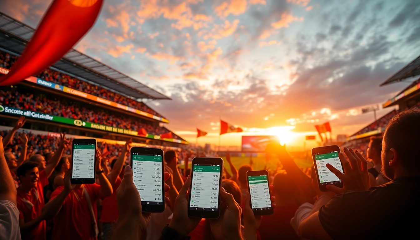 Engaged fans celebrating at a stadium, showcasing the excitement of online sportsbooks Oklahoma.