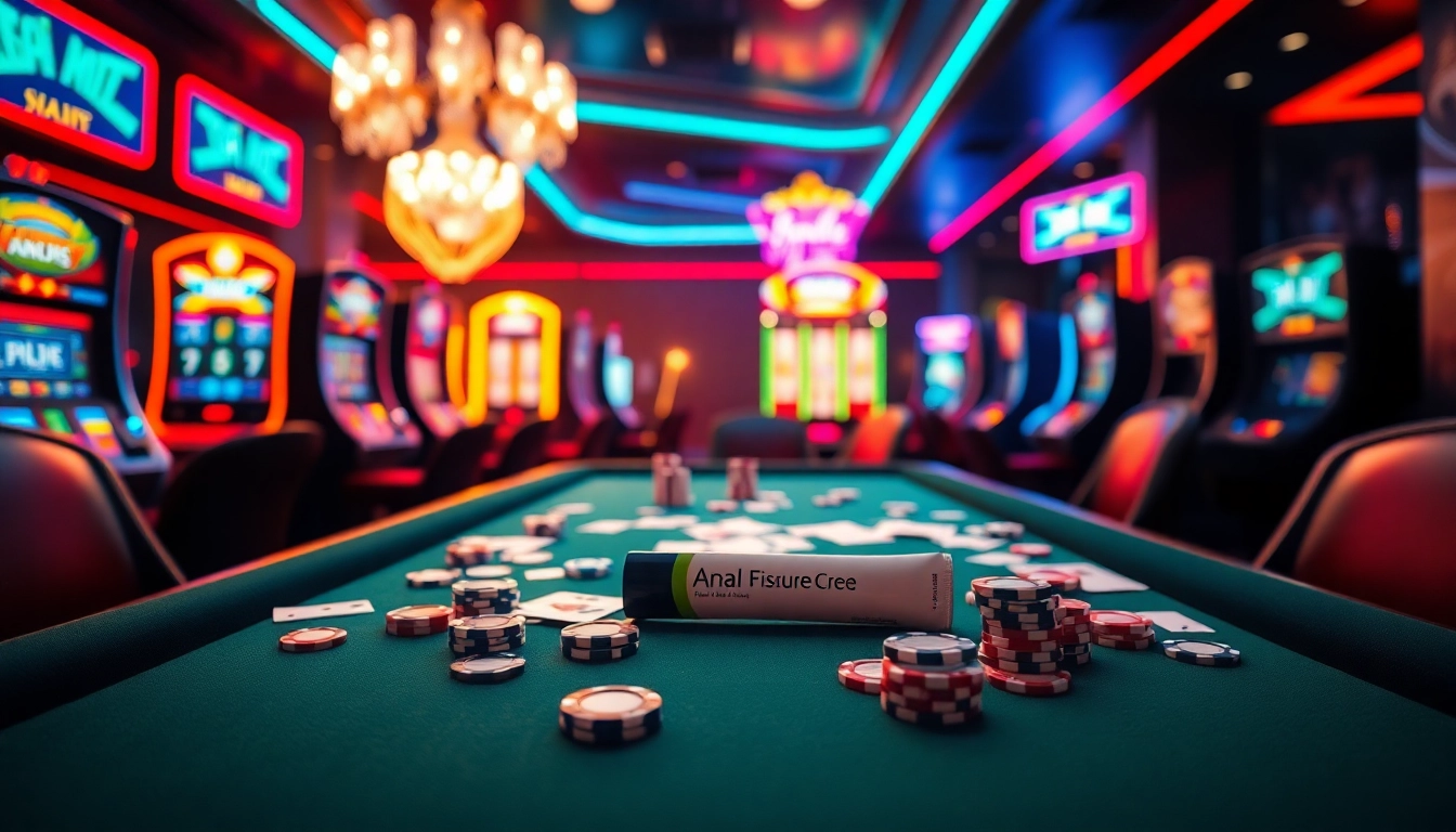 Engaging casino scene featuring Anal fissure cream integrated among vibrant poker elements.