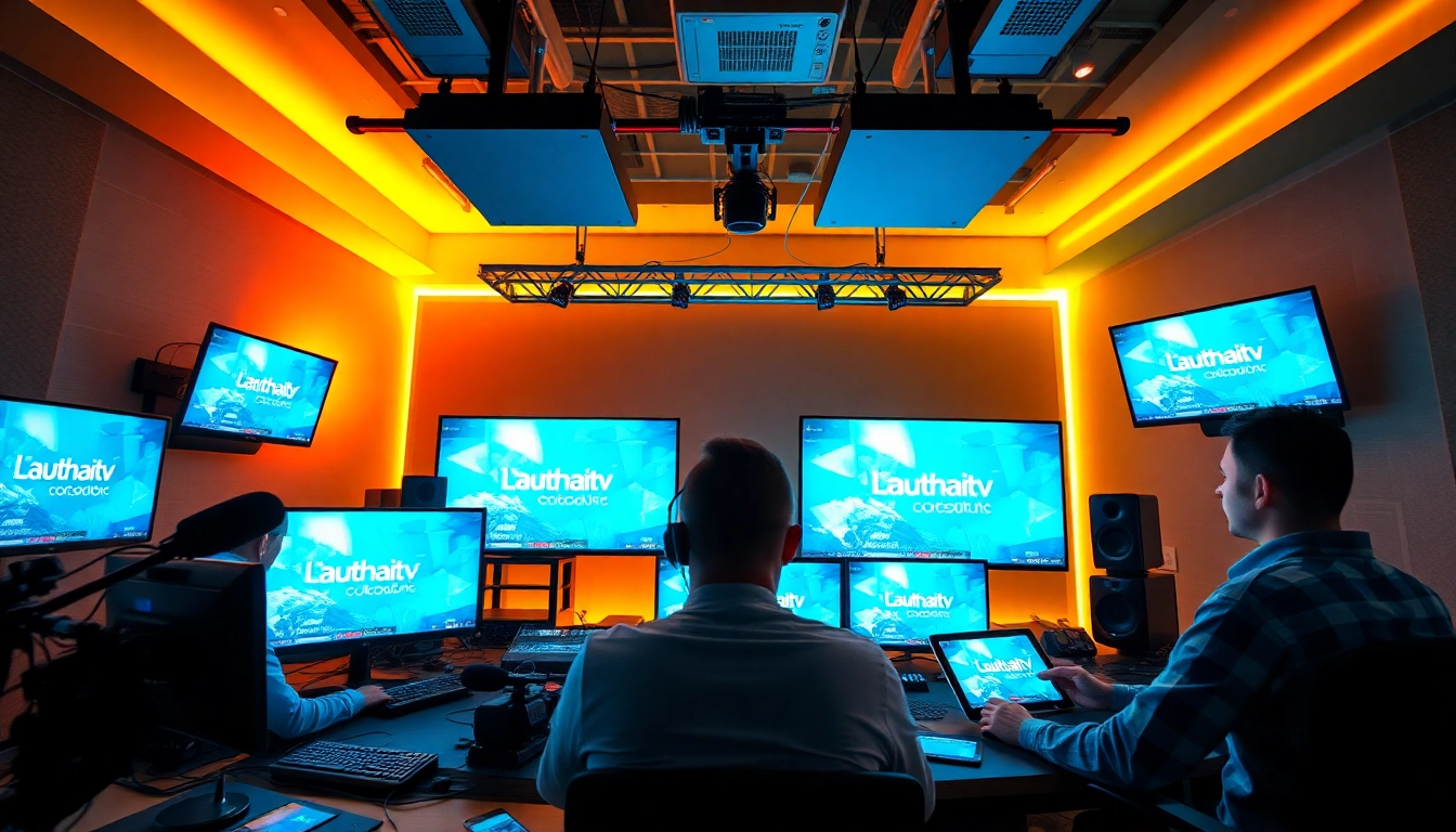 Engaging digital media studio scene showcasing Lauthaitv technology and creativity.
