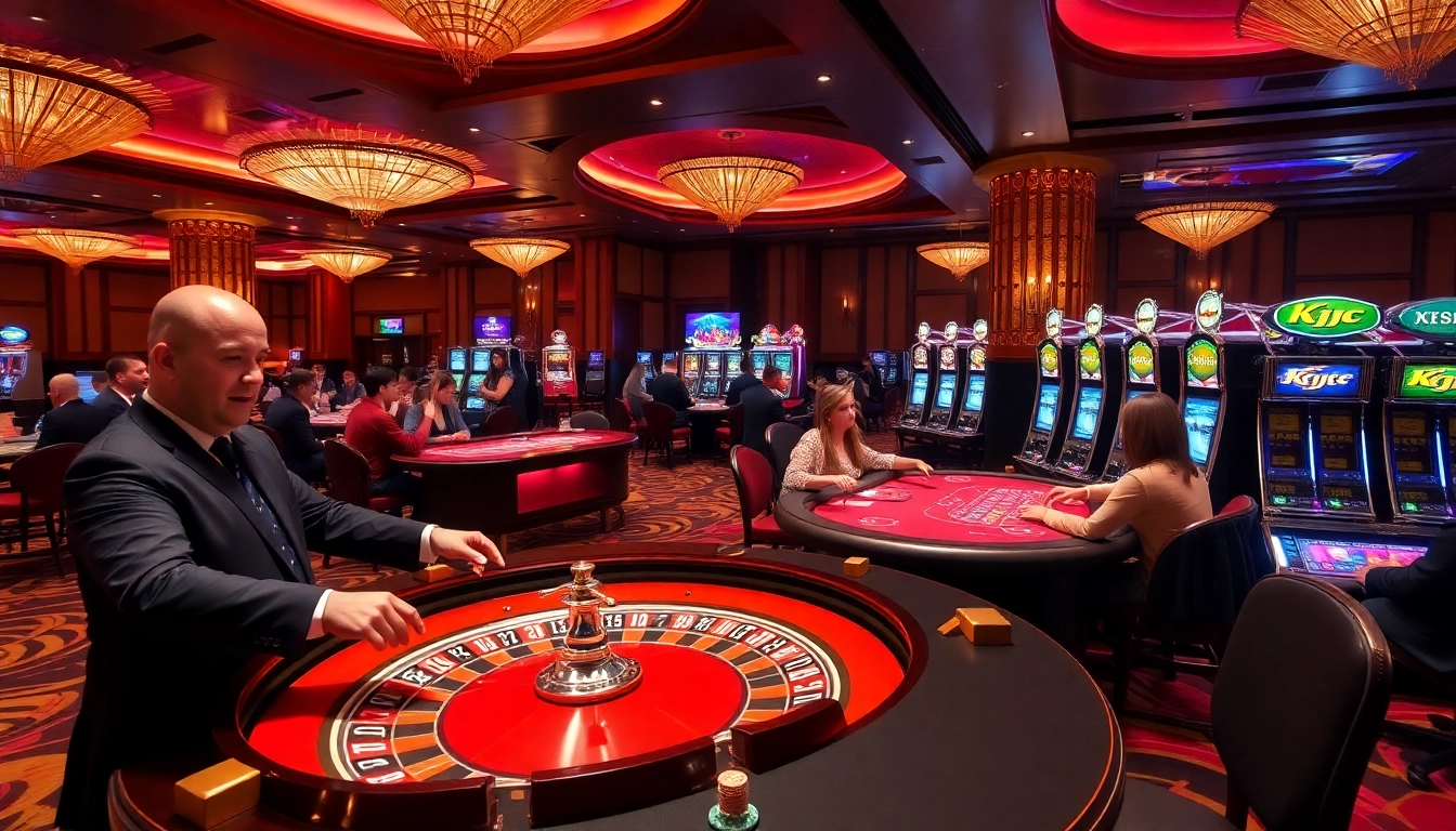 KJC players enjoying an exciting roulette game at a luxurious casino.