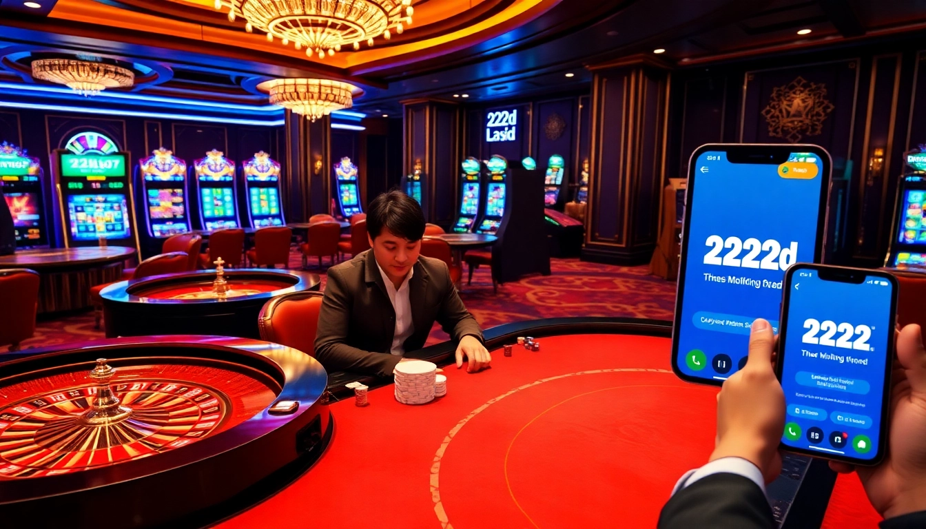 Exciting casino gaming experience featuring the 222bd app interface with lively tables and vibrant action.