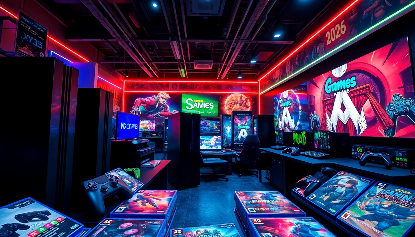Spotlight on new game releases 2026 with vibrant consoles and games on display