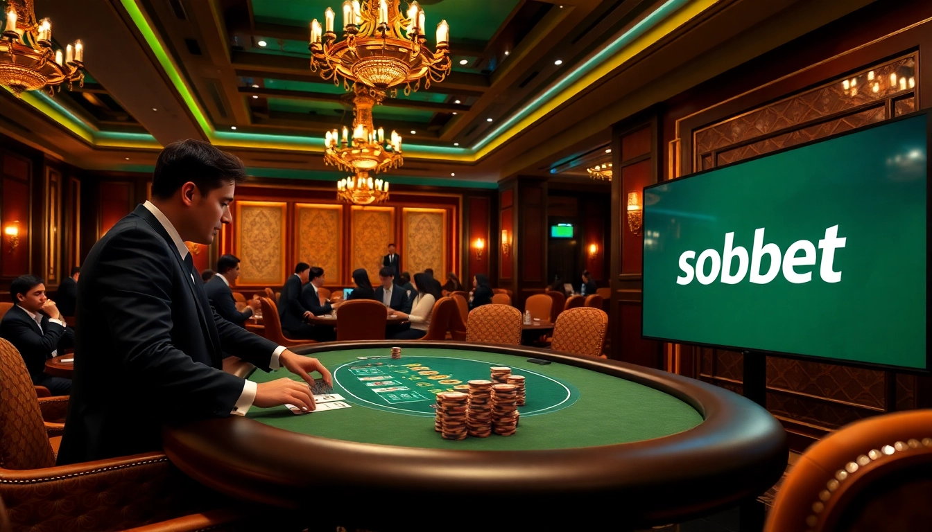 Experience sbobet betting excitement at a luxurious casino poker table.