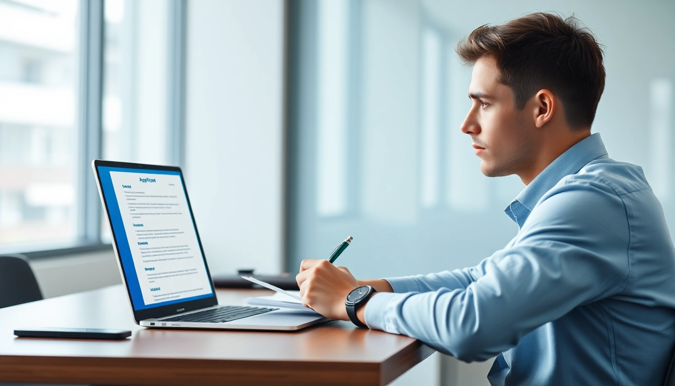 Focused individual reviewing documents for pool rijbewijs kopen in a bright office.