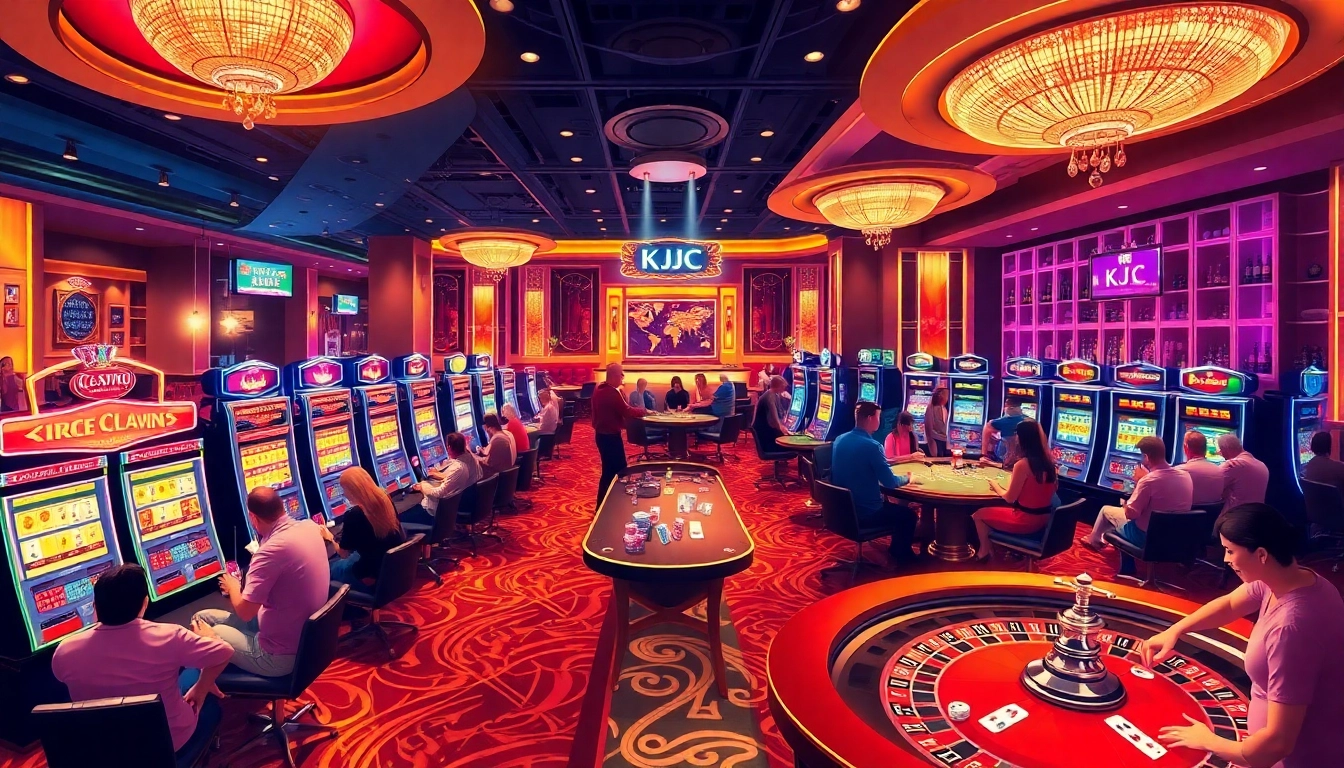 KJC casino scene showcasing exciting table games and vibrant slot machines.