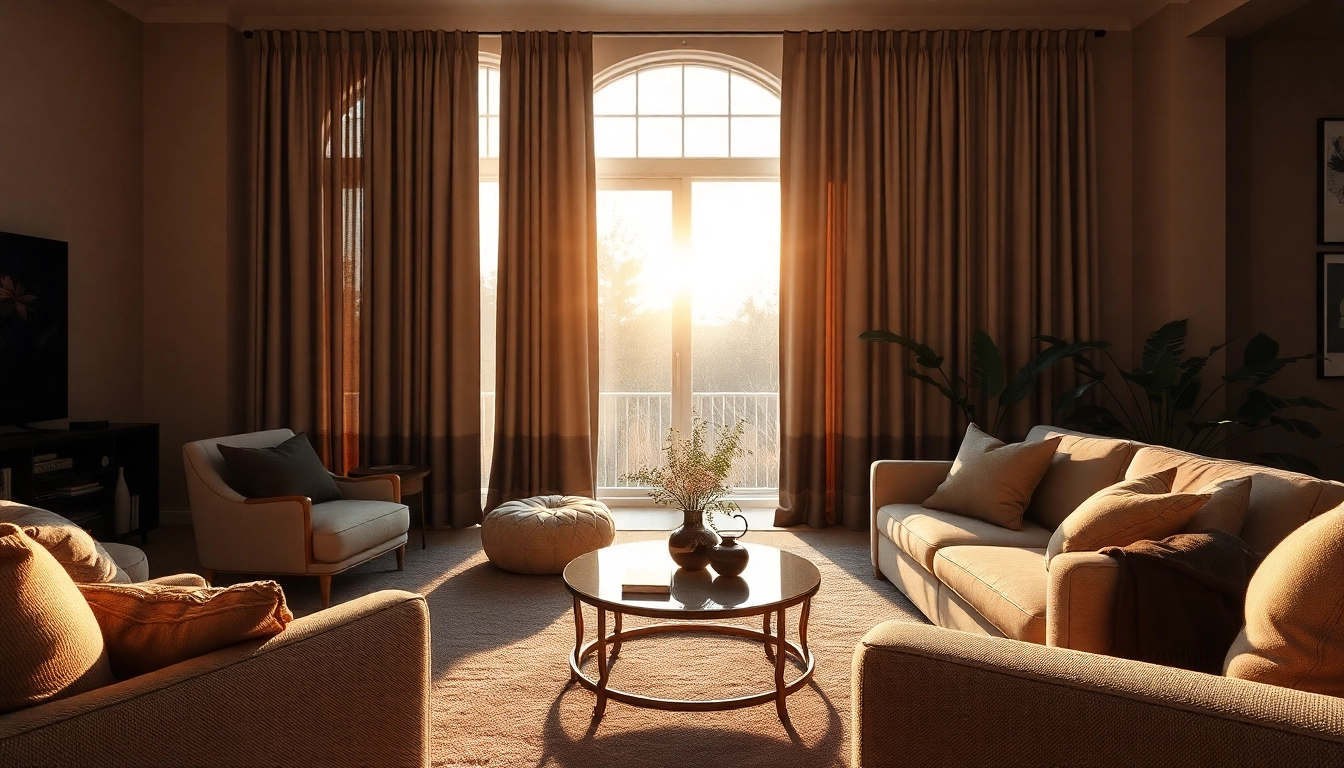 Verduisterende gordijnen zorgen voor optimale verduistering en stijl in een woonkamer.