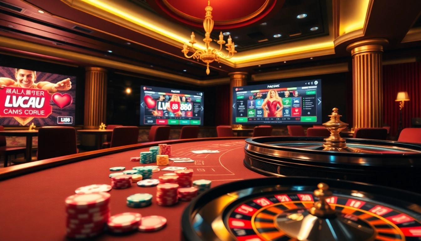 Engage in exciting gameplay at nhà cái lv88 with vibrant casino tables and colorful chips.