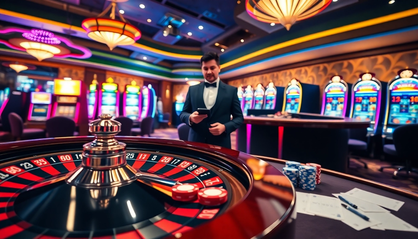 Experience thrilling casino action at https://nohu90pa.com with poker chips and a vibrant roulette wheel.