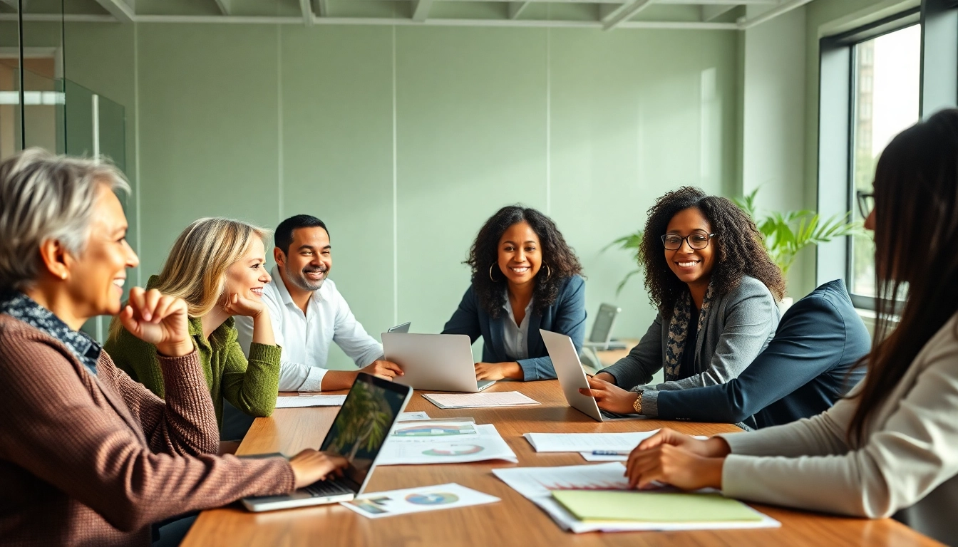 Visionary nonprofit leaders collaborating in a modern office setting at https://scionexecutivesearch.com/ for impactful leadership recruitment.