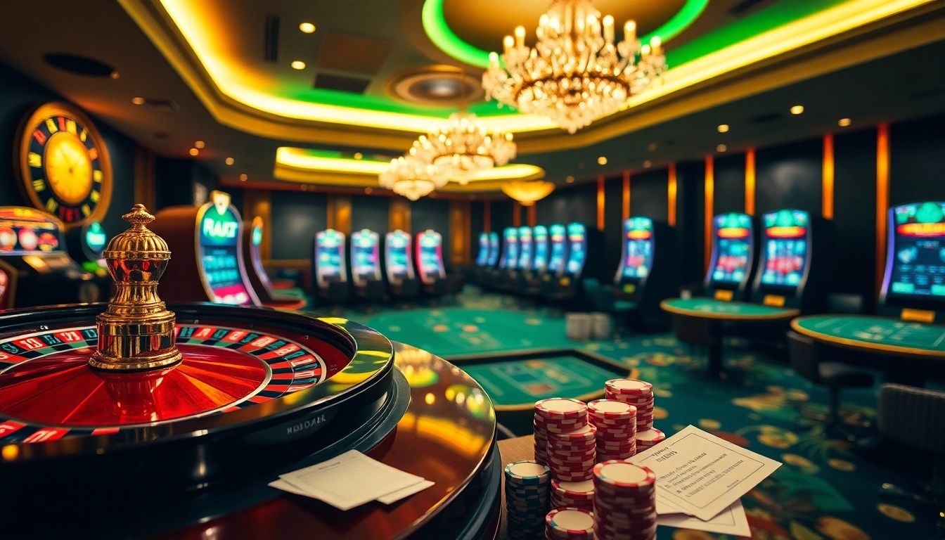 Engage in 바이낸스 회원가입 while enjoying vibrant casino atmosphere with roulette and slot machines.