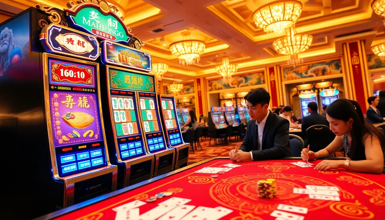 Experience the excitement of slot demo mahjong in a vibrant casino setting with engaging players and luxurious themes.