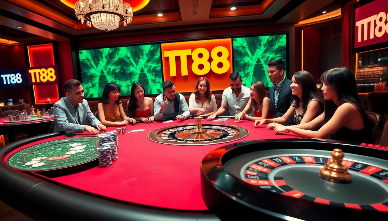 TT88 poker night with vibrant chips and cards, capturing high-stakes excitement.
