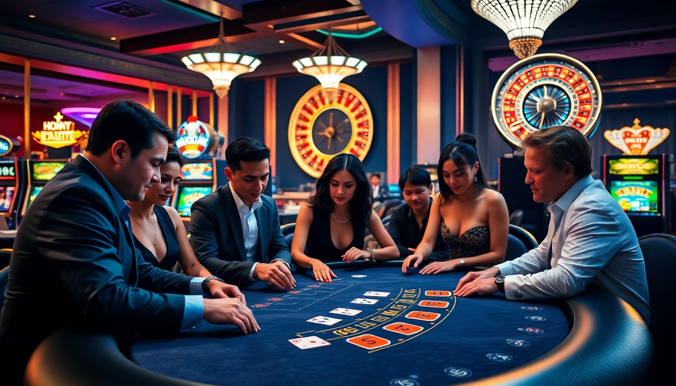 Experience the thrill of gaming at www.kjc.global with a vibrant casino scene showcasing exciting table games.