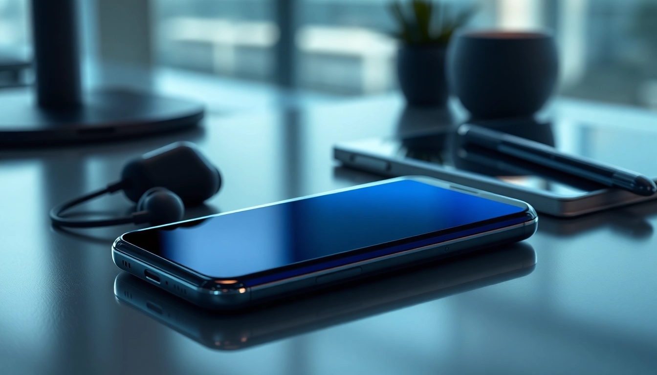 The Samsung Galaxy S8 smartphone displayed on a modern desk showcasing its sleek design and vibrant edge-to-edge screen.