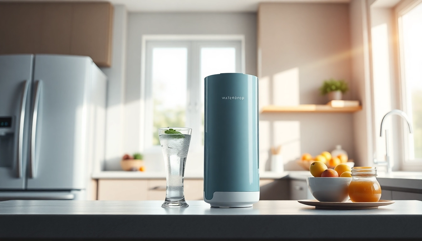 Waterdrop DA29-00020B Refrigerator Water Filter showcased in a modern kitchen, promoting clean drinking water.