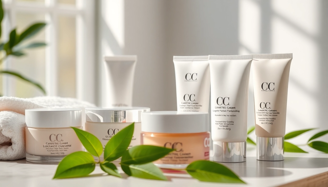 High-quality cc cream for oily skin displayed on a modern vanity, showcasing its textures and packaging.