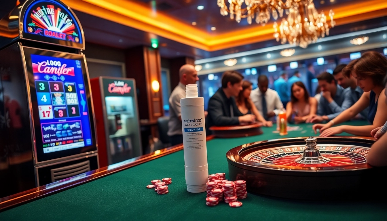 Players enjoy an exciting game in a casino featuring the Waterdrop DA29-00020B Refrigerator Water Filter.