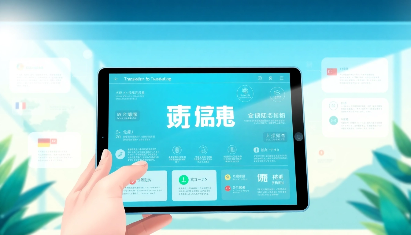 Interactive translation app interface showcasing 有道翻译 features with vibrant infographics.