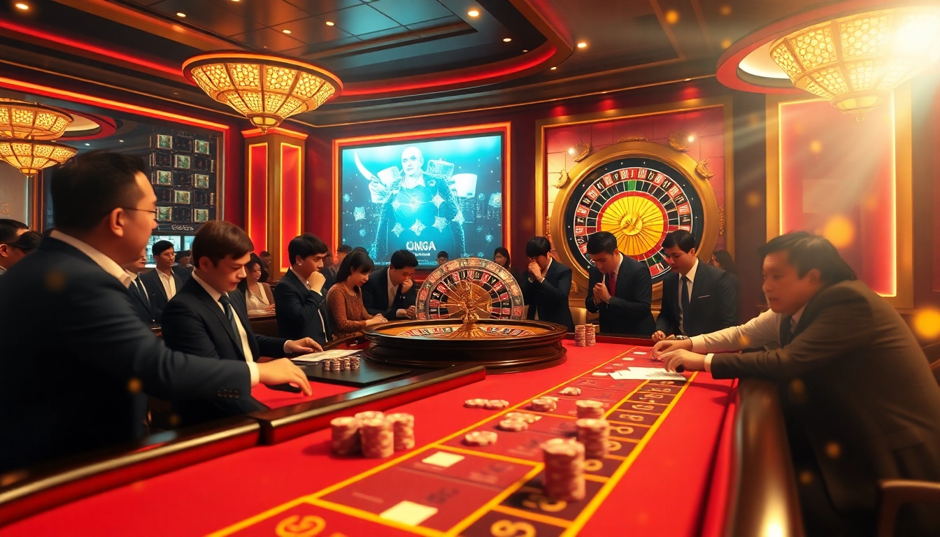 Daga trực tiếp betting scene with vibrant casino table and enthusiastic players.