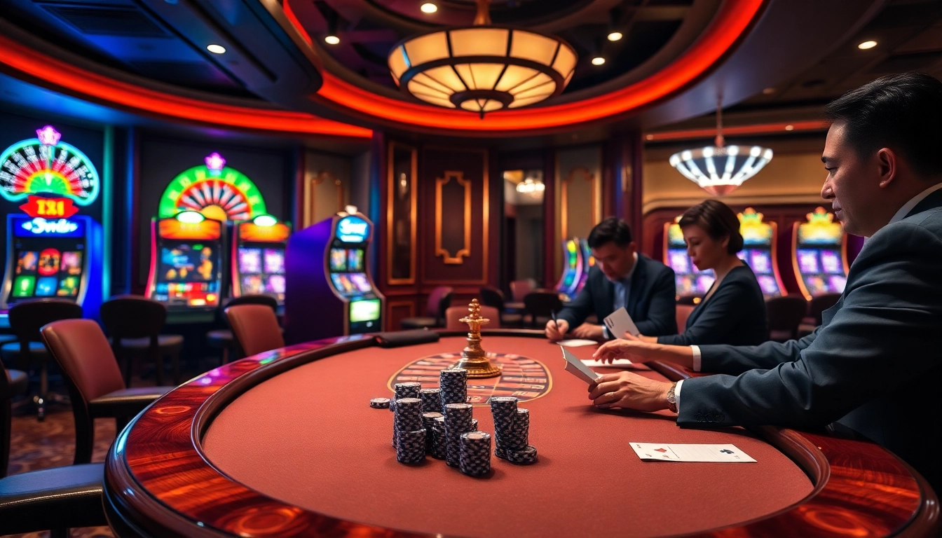 Experience the thrill of gambling with nhà cái s666 at an elegant casino table filled with excitement.